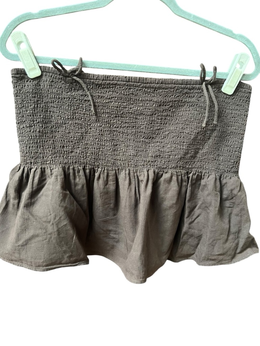 American Eagle Outfitters Brown 100% Cotton Smocked Tube Crop Top